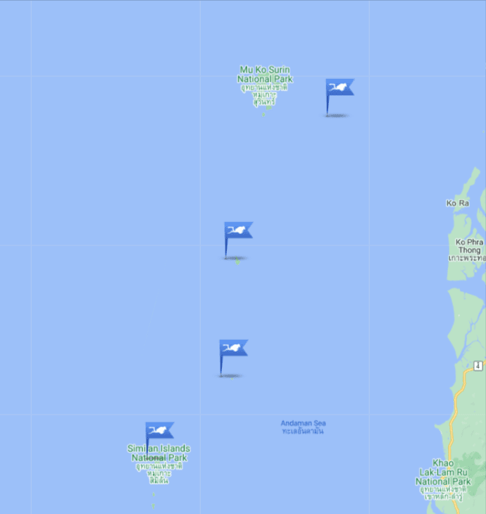 Diving the Similan Islands Map